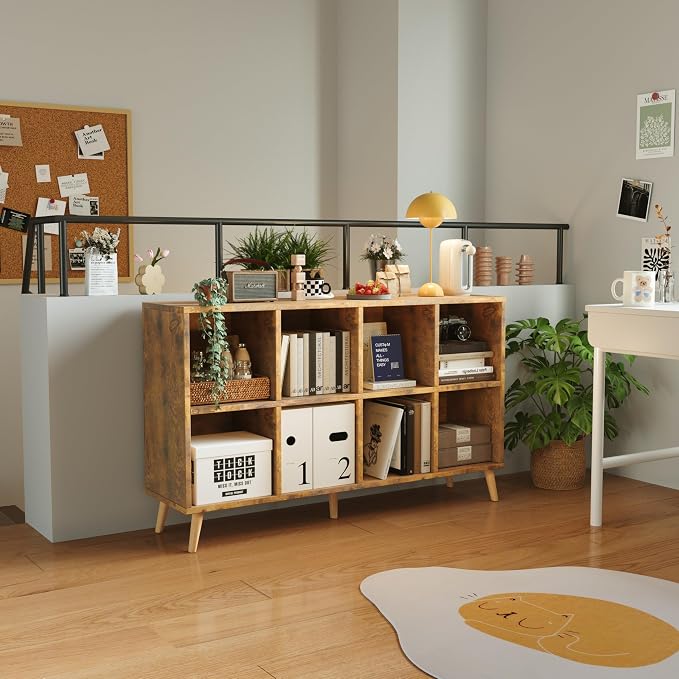 8-Cube Bookshelf 2 Tier Retro Bookcase - Image 7
