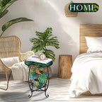 Cinnvoice Outdoor Side Table Round Small Mosaic Patio Accent Indoor End Plant - Image 6