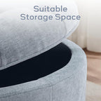HUIMO 30-Inch Round Storage Ottoman, Modern Button Tufted Ottoman Coffee Table - Image 4