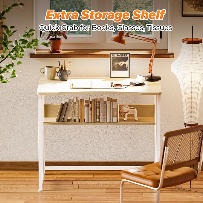 Huuger Folding Desk with Storage Shelf, 31.5 Inch Foldable Computer Table - Image 6