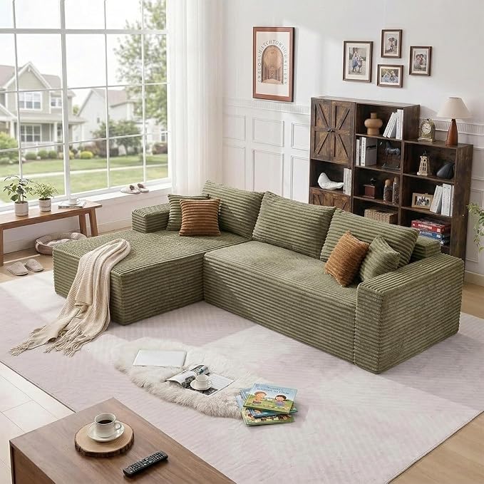 108" Boneless Couch Modular Sectional Sofa, L-Shaped Couch - Image 8