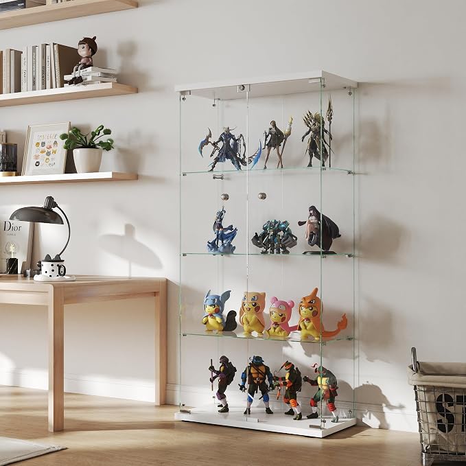 Display Cabinet with Glass Door and Lock, 4-Shelf Curio Cabinets with 5mm - Image 4
