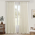 PleatedDrapes Light Filtering Natural Linen Sheer Curtains 104 Inches Long by PleatedDrapes