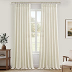 Cream Beige Memory Trained Pinch Pleated Curtains 96 Inches Long by PleatedDrapes