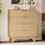 BORNOON 39" Tall Dresser for Bedroom, 4-Drawer Fluted Chest of Drawers by BORNOON