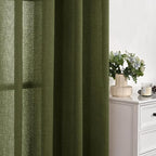 YoungsTex Olive Green Linen Curtains 45 Inch Length 2 Panels - Image 7