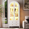 Arched Curio Cabinet with Glass Doors, 4-Tier Display Cabinet with 2 Drawers by Unknown