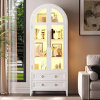 Arched Curio Cabinet with Glass Doors, 4-Tier Display Cabinet with 2 Drawers by Unknown