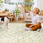 PLHXFR 2.6x10 Washable Runner Rug：Floral Indoor Kitchen Carpet Beige Multi | - Image 7