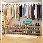 viewcare 3-Tier Long Shoe Rack, Bamboo Wood Shoe Rack - Image 2