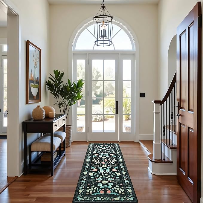 Washable Runner Rug, 2x6Ft Floral Rug Runners - Image 3