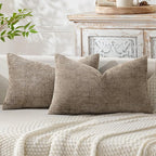 MIULEE Decorative Lumbar Throw Pillow Covers 12x20 in Neutral Khaki 2 Pack | by MIULEE