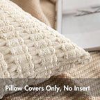 MIULEE Lumbar Corduroy Decorative Throw Pillow Covers 24x14 Cream White | Pack - Image 5
