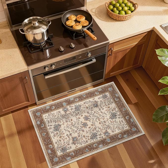 GarveeHome Small Brown Entryway Rug 2x3 Washable Front Door Rug Doormat | Low - Image 3