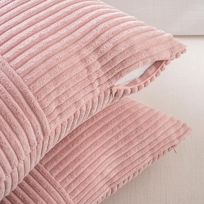 Fancy Homi 2 Packs Blush Pink Lumbar Decorative Throw Pillow Covers 14x24 Inch - Image 4