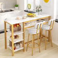 AWQM 3-Piece Bar Table and Chairs Set, Modern White Faux Marble Table by AWQM