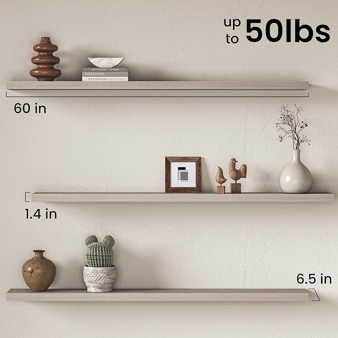 Fun Memories 60 Inch Fireplace Mantel Shelf, Deep Floating Shelves - Image 3