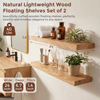 fuqing Natural Wood Floating Shelves | 24 Inch Floating Shelves - Image 3