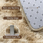 6x9 Large Tie-Dyed Beige Fluffy Area Rug Non-Slip - Image 6