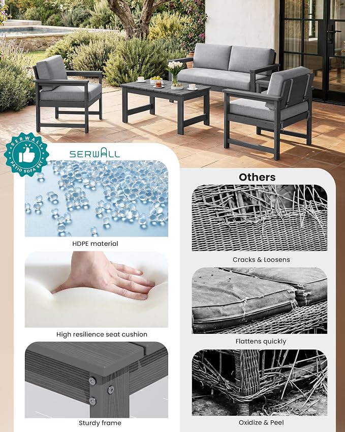 SERWALL HDPE Outdoor Loveseat Couch - Image 9