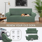 Loveseat Couch Cover, 2 Cushion Couch Slipcover, Elastic Bottom - Image 3