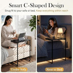 SUPER DEAL Nesting Tables Set of 3, Industrial C Shaped End Table Stackable - Image 5
