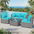 JAMFLY 5-Piece Patio Furniture Set, All-Weather Wicker Outdoor Sectional Sofa - Image 7