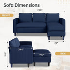 JAMFLY Couches for Living Room, 3-Seat Reversible Sectional Sofa - Image 2