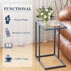 Easy Paws C Table End Table Set of 2, Glass Couch Side Table, Tempered Glass - Image 4