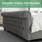 AMERLIFE Queen Size Platform Bed Frame, Velvet Upholstered Sleigh Bed - Image 5