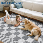 GarveeHome Grey Checkered Rug 5x7 Area Rugs Washable Living Room 5x7 Rug | - Image 9