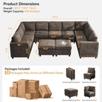 127'' Oversized U Shaped Modular Sofa, Sectional Couches - Image 2