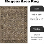 9x12 Brown Vintage Floral Washable Area Rug - Image 2