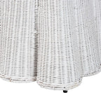 Bali & pari Palm Bohemian White Scallop Rattan Ottoman - Image 5
