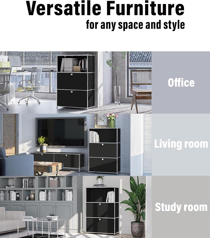 Metal Shelf with 2 Flap Doors, Large Capacity Cabinet, DIY Modern Home - Image 6