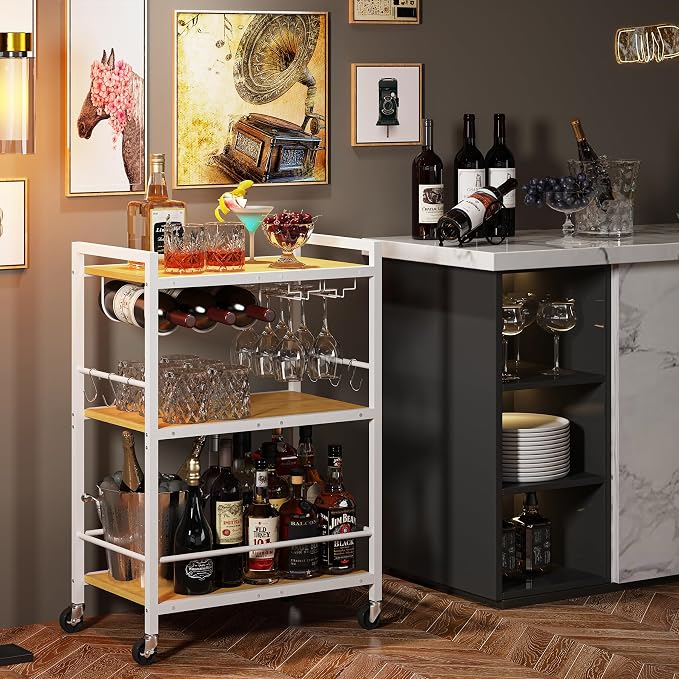 TUTOTAK Bar Cart, Serving Cart for Home, Microwave Cart, Drink Cart, Mobile - Image 4