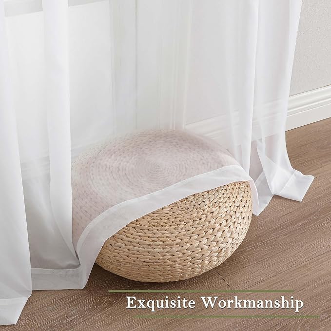 White Sheer Curtains 120 Inches Long 2 Panels, Extra Wide Farmhouse Elegant - Image 9