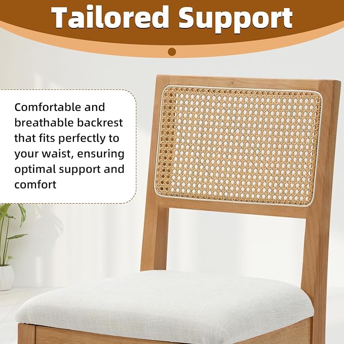 Westice Rattan Dining Chairs Set of 6, Farmhouse Natural Dining Room Chairs - Image 4