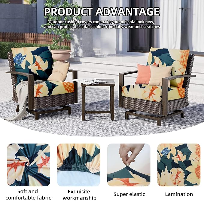 8PCS Patio Cushion Covers.Patio Furniture Couch SeatSlipcovers | Washable - Image 3