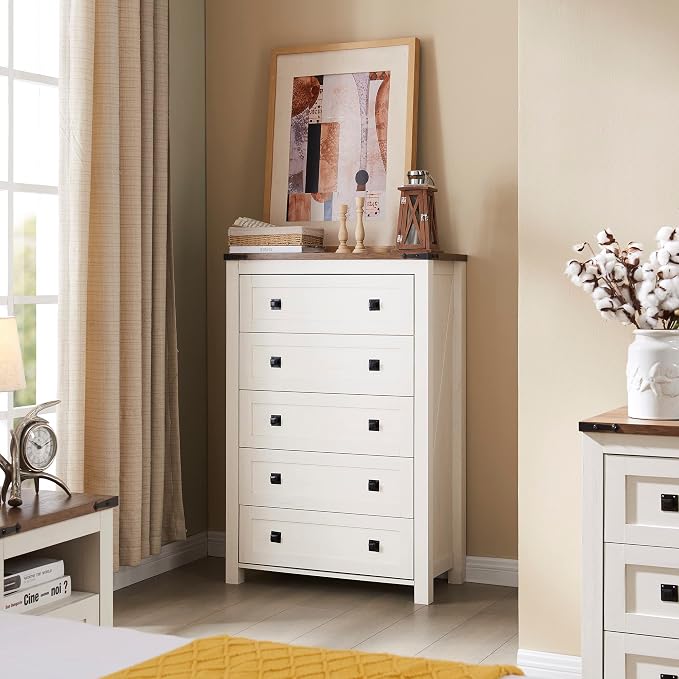 T4TREAM Farmhouse 5 Drawers Dresser Chests - Image 3