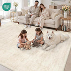 10x14 Area Rugs Living Room: Bedroom Washable Carpet Retro Beige | Large - Image 7