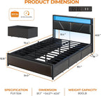 OURPIC Full Size Bed Frame, 2-Tier Storage Headboard & 6 Fabric Drawers - Image 2
