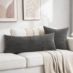 Fancy Homi Set of 2 Dark Gray Boho Long Lumbar Body Decorative Throw Pillow - Image 5