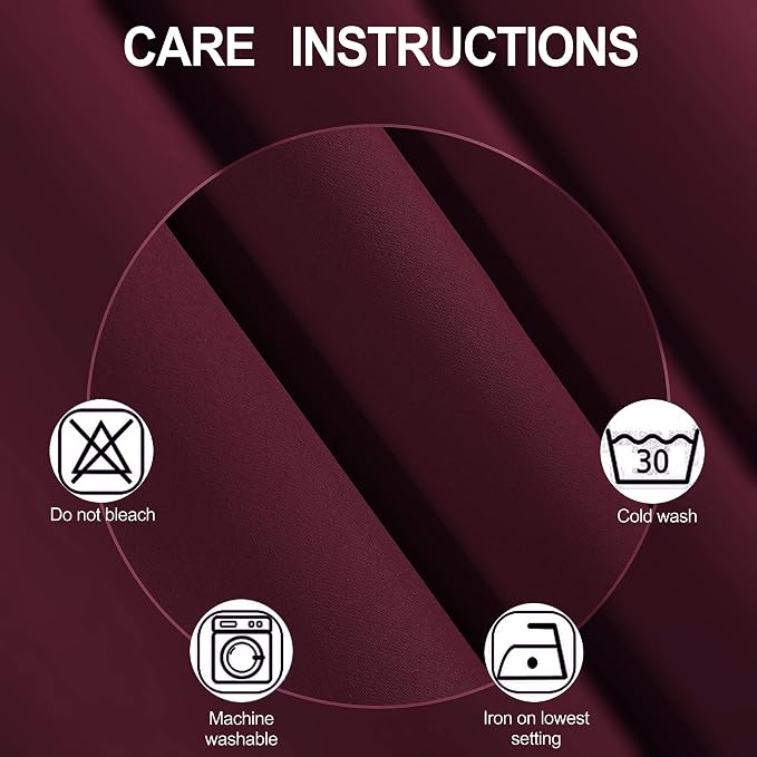 Burgundy Red Thermal Blackout Curtains/42 x 95 Inch/Set of 2 Panels Room - Image 4