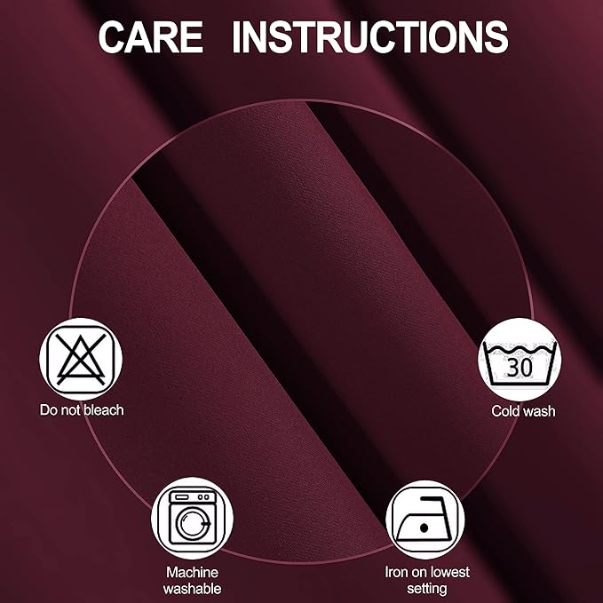 Burgundy Red Thermal Blackout Curtains/38 x 63 Inch/Set of 2 Panels Room - Image 4