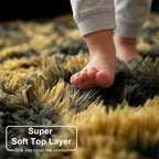 Amdrebio Black Gold Grey Fluffy Area Rug 5x7 - Image 2