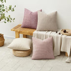 MIULEE Soft Decorative Chenille Pillow Covers Light Pink 18x18 Pack of 4 | - Image 4