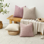 MIULEE Soft Decorative Chenille Pillow Covers Light Pink 16x16 Pack of 4 | - Image 4