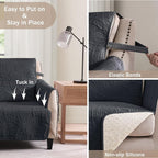 Black Loveseat Covers 2 Cushion Couch, Water-Repellent Sofa Cover - Image 5