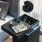 ADORNEVE Nightstand with Charging Station and LED Lights, Night Stand with - Image 3